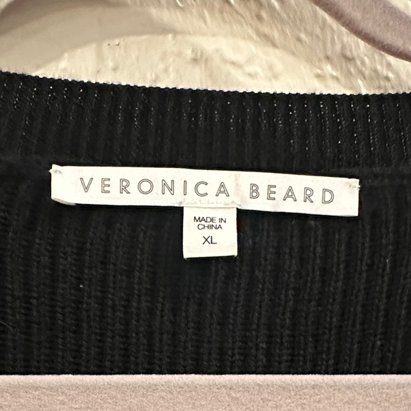 Veronica Beard Black V-Neck Ribbed Sweater with Gold Buttons size XL - Picture 2 of 4